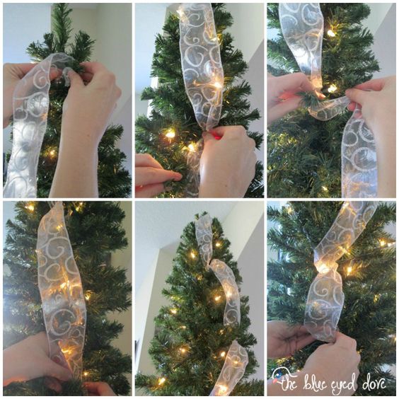 how to tie ribbon on christmas tree