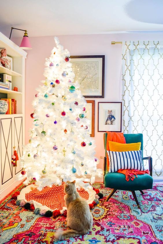 Retro white christmas tree