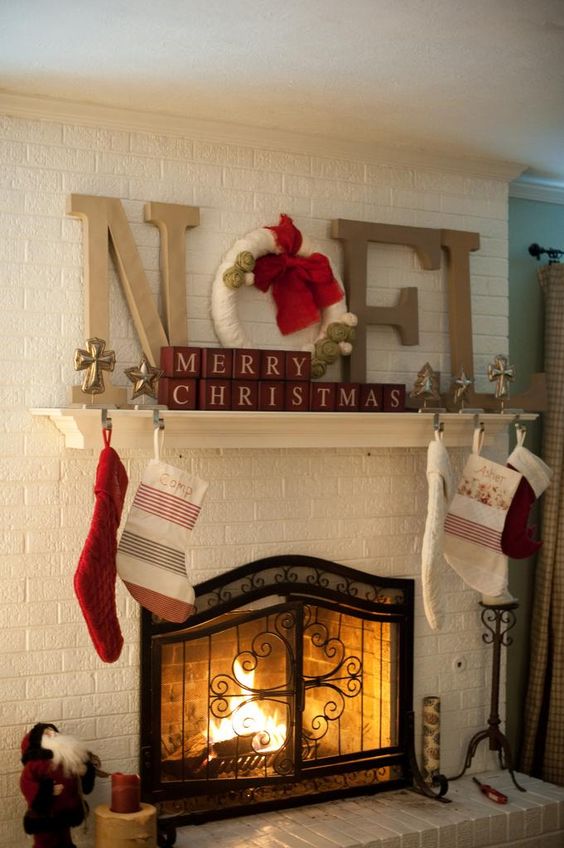 Noel Lettering Christmas fireplace